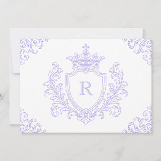 Elegante Lavendel Heraldische Wapen Monogram Doopf Kaart