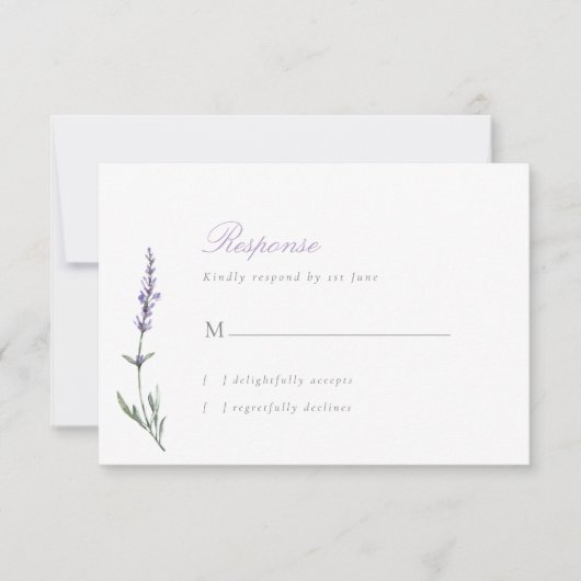 Elegante Lavendel Huwelijks- RSVP -kaart in Script (Voorkant)