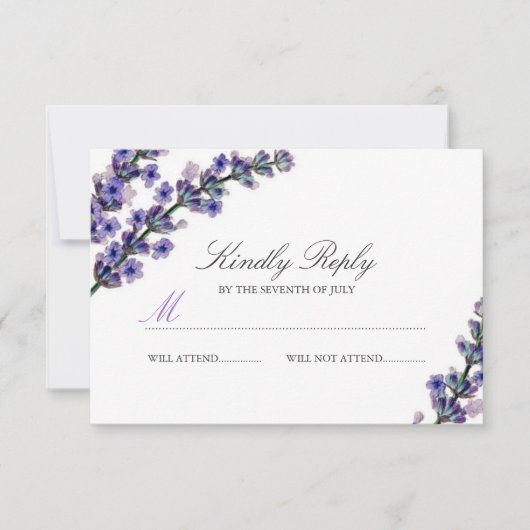 Elegante Lavendel Huwelijks RSVP Kaartje (Voorkant)