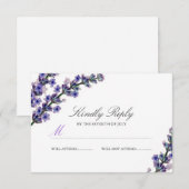 Elegante Lavendel Huwelijks RSVP Kaartje (Voorkant / Achterkant)
