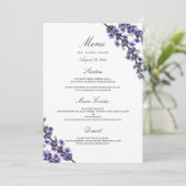 Elegante lavendel huwelijksdiner menu (Staand voorkant)