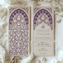 Elegante Lavendel Islamitische Kant Bruiloft Kaart