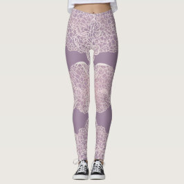 Elegante Lavendel Kant Patroon Leggings AI kunst