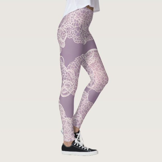 Elegante Lavendel Kant Patroon Leggings AI kunst (Rechts)