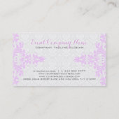 Elegante Lavendel Kant Witte Damasks Visitekaartje (Achterkant)