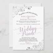 Elegante lavendel & kanten grijze bruiloft parade kaart (Voorkant)