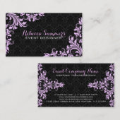Elegante Lavendel Lace Black Damasks Visitekaartje (Voorkant / Achterkant)