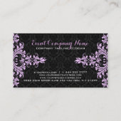 Elegante Lavendel Lace Black Damasks Visitekaartje (Achterkant)
