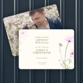 Elegante lavendel lente wilde bloem bruiloft foto save the date