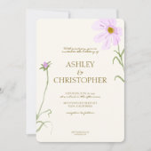 Elegante Lavendel Lente Wildflower Foto Bruiloft Kaart (Voorkant)