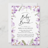 Elegante lavendel lila bloemen baby brunch kaart (Voorkant)