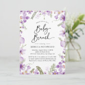Elegante lavendel lila bloemen baby brunch kaart (Staand voorkant)