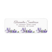 Elegante Lavendel Lila Bloemen Retouradres Etiket (Voorkant)