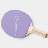 Elegante Lavendel Lilac Script Naam Persoonlijk Tafeltennisbatje (Zijkant)