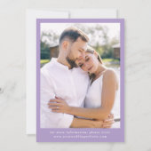 Elegante Lavendel Lint Foto Bruiloft Save The Date (Achterkant)