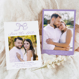 Elegante Lavendel Lint Foto Bruiloft Save The Date