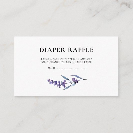 Elegante Lavendel Luier Raffle Baby shower Informatiekaartje (Voorkant)