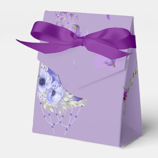 Elegante Lavendel Maan Wedding Favoriet Box Bedankdoosjes (Voorkant Zijde)