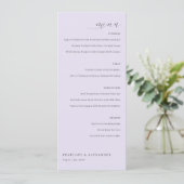 Elegante Lavendel Menukaart (Staand voorkant)