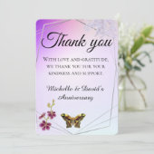 Elegante lavendel met bloemaccenten bedankkaart (Staand voorkant)