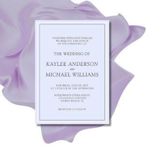 Elegante Lavendel Minimalistische Bruiloft Kaart