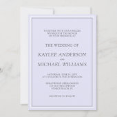 Elegante Lavendel Minimalistische Bruiloft Kaart (Voorkant)