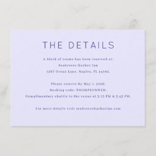 Elegante Lavendel Minimalistische Details Informatiekaartje
