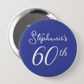 Elegante Lavendel Monogram 60ste Verjaardagsfeest Ronde Button 4,0 Cm (Voorkant /achterkant)