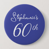 Elegante Lavendel Monogram 60ste Verjaardagsfeest Ronde Button 4,0 Cm (Voorkant)