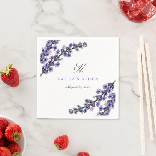 Elegante Lavendel Monogram Bruiloft Servet (Insitu)