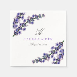 Elegante Lavendel Monogram Bruiloft Servet