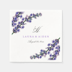Elegante Lavendel Monogram Bruiloft Servet