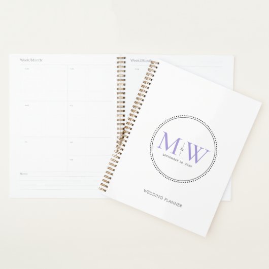 Elegante Lavendel Monogram Huwelijk Planner (Display)