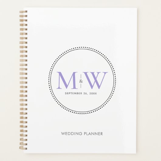 Elegante Lavendel Monogram Huwelijk Planner (Voorkant)