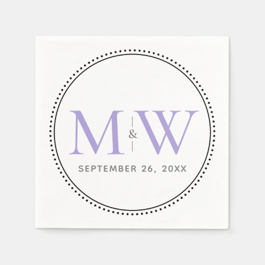 Elegante Lavendel Monogram Huwelijk Servet (Voorkant)