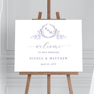 Elegante Lavendel Monogrammed Bruiloft Welkomstbor Poster