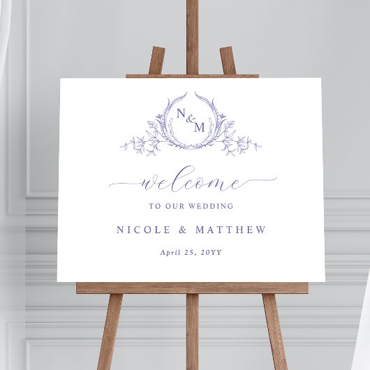 Elegante Lavendel Monogrammed Bruiloft Welkomstbor Poster