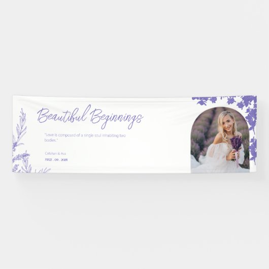 Elegante Lavendel Mooie Beginnings met Custom Spandoek (Horizontaal)