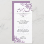 Elegante Lavendel op Witte Bruiloft Menu (Voorkant / Achterkant)