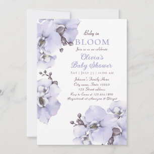 Elegante Lavendel Orchidee Baby Shower Uitnodiging