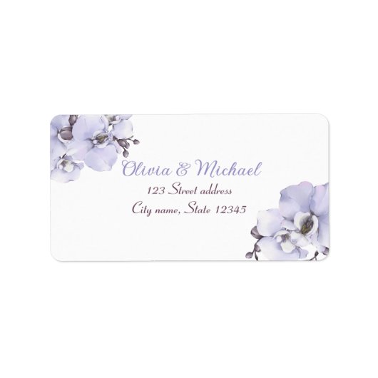 Elegante Lavendel Orchidee Retouradres Labels (Voorkant)