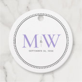 Elegante Lavendel Paar Monogram bruiloft Bedankjes Labels (Voorkant)