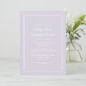 Elegante Lavendel Paars Witte Bruiloft Kaart (Staand voorkant)