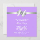 Elegante Lavendel Paarse 15e verjaardagsfeest Kaart (Achterkant)