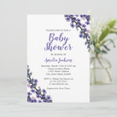 Elegante Lavendel Paarse Baby shower Uitnodiging (Staand voorkant)
