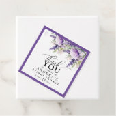 Elegante lavendel paarse bloemen bedankt bedankjes labels (In situ)