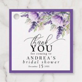 Elegante lavendel paarse bloemen bedankt bedankjes labels