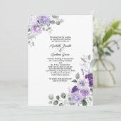 Elegante Lavendel Paarse Bloemen Waterverf bruilof Kaart (Staand voorkant)