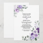 Elegante Lavendel Paarse Bloemen Waterverf bruilof Kaart (Voorkant / Achterkant)