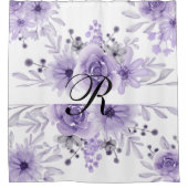 Elegante Lavendel Paarse Bloemen Waterverf Douchegordijn (Voorkant)